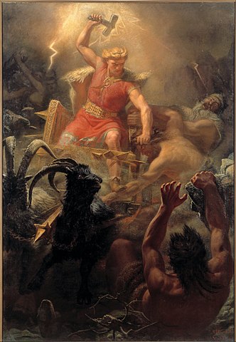 Viking-goden in de kunst

Mårten Eskil Winge, Het gevecht van Thor tegen de Giganten, 1872, Stockholm, Nationalmuseum