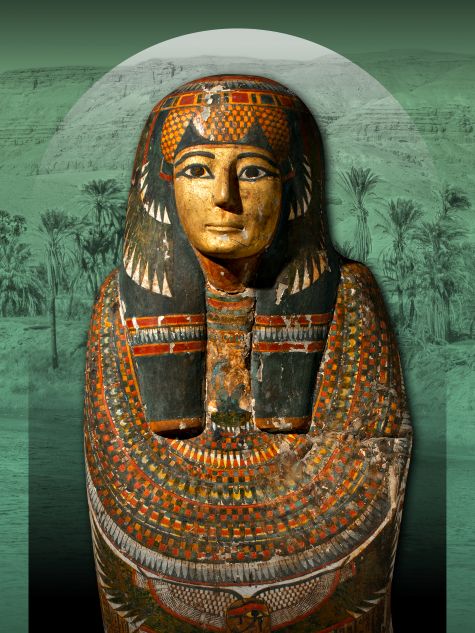 Het oude Egypte ontdekt. 

Mummiehuls van Panesy (campagnebeeld), ca. 950-750 v. C., Leiden, Rijksmuseum van Oudheden. 