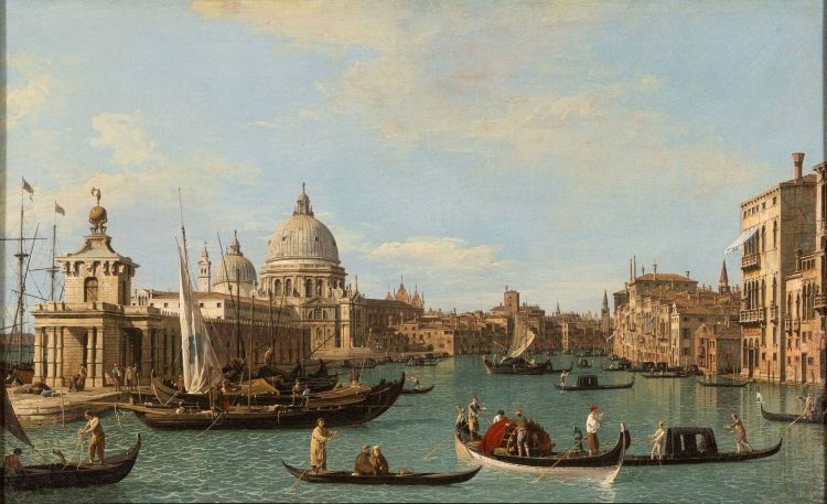 Grand Tour - Bestemming Italië

Giovanni Antonio Canal, genaamd Canaletto, Het Canal Grande in Venetië naar het westen gezien, met de Dogana di Mare en de Santa Maria della Salute, c. 1732-1736, Woburn Abbey