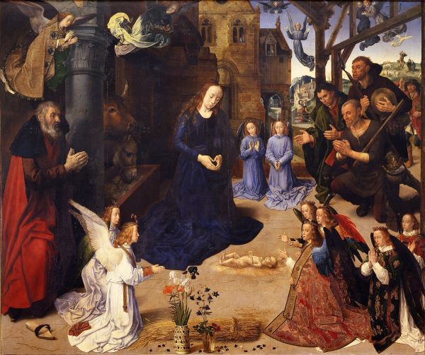 Jozef en de Heilige Familie. 

Hugo van der Goes, Portinari altaarstuk (middenpaneel), 1478, Florence, Uffizi