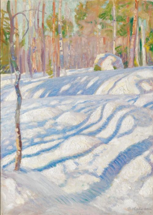 Pekka Halonen, Winterlandschap in de zon, 1911, Helsinki, Ateneum, National Gallery of Finland. 