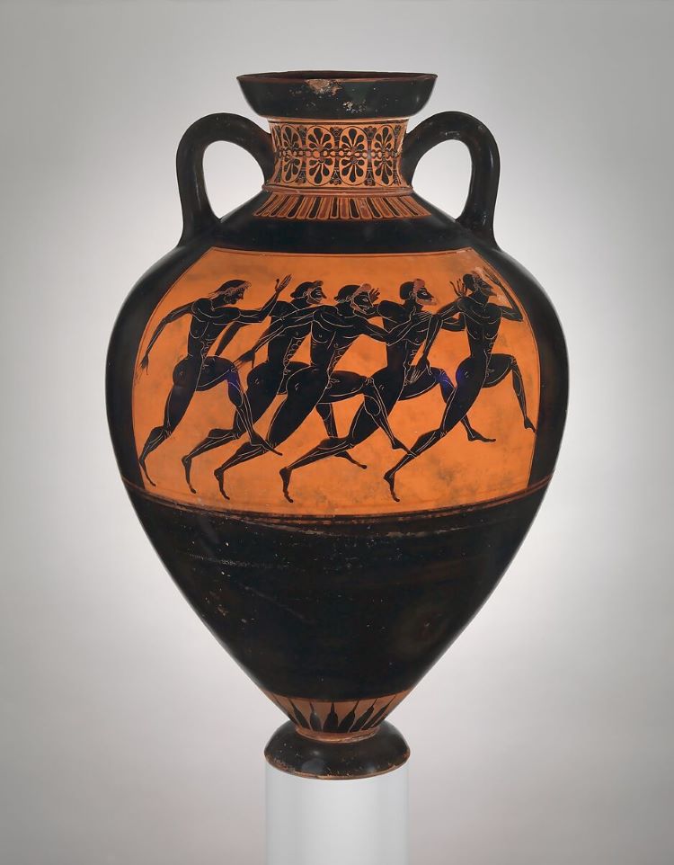 Sport in de kunst. 

Panatheneïsche prijsamfoor, ca. 530 v. C., New York, Metropolitan Museum of Art