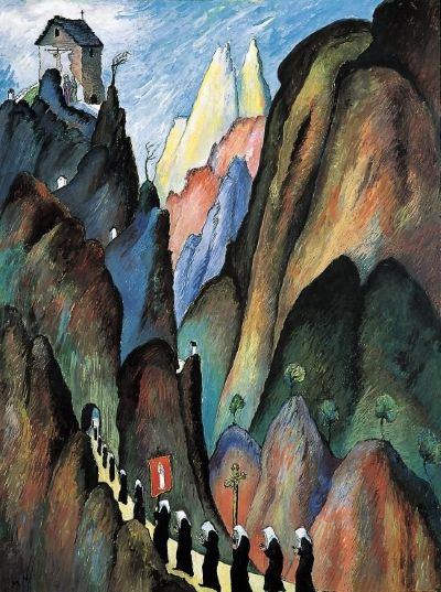 Tussen hemel en oorlog. 

Marianne von Werefkin, Der Kreuzweg II, 1921, Ascona, Museo Comunale d'Arte Moderna