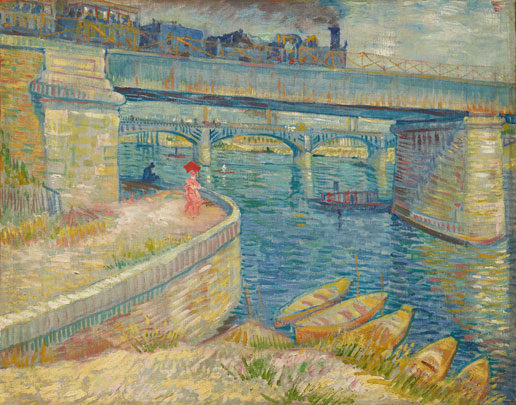 Van Gogh aan de Seine

Vincent van Gogh, Bruggen over de Seine bij Asnières, 1887, Sammlung Emil Buhrle, in langdurig bruikleen bij Kunsthaus Zurich